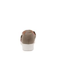 Rear View Women's Django & Juliette Maisy Sandal In Khaki/ Dk Tan/ White Sole Leather Sku: Dj15886Hnzle