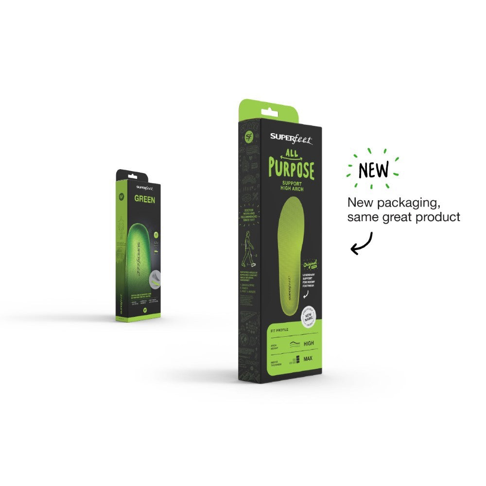 Unisex Superfeet All-Purpose Support High Arch (Green) in Green. Sku: GREEN